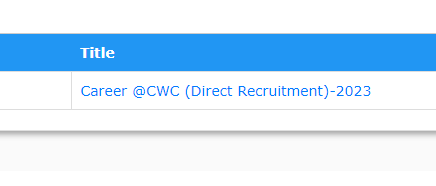 Career @CWC (Direct Recruitment)-2023