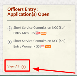 Indian Army Officers Entry Application
