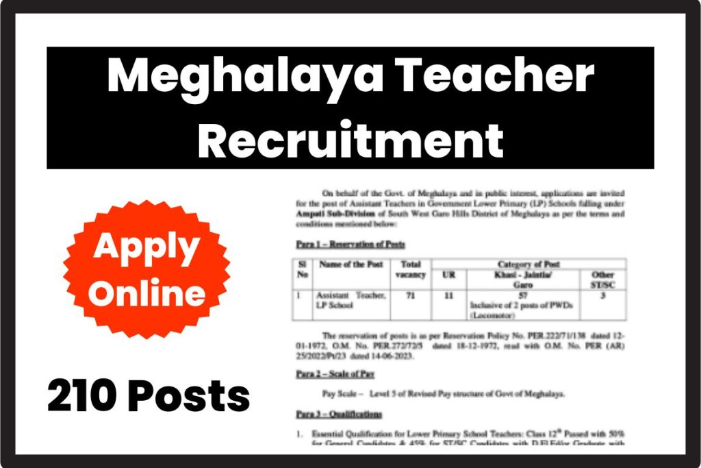 Meghalaya Teacher Recruitment