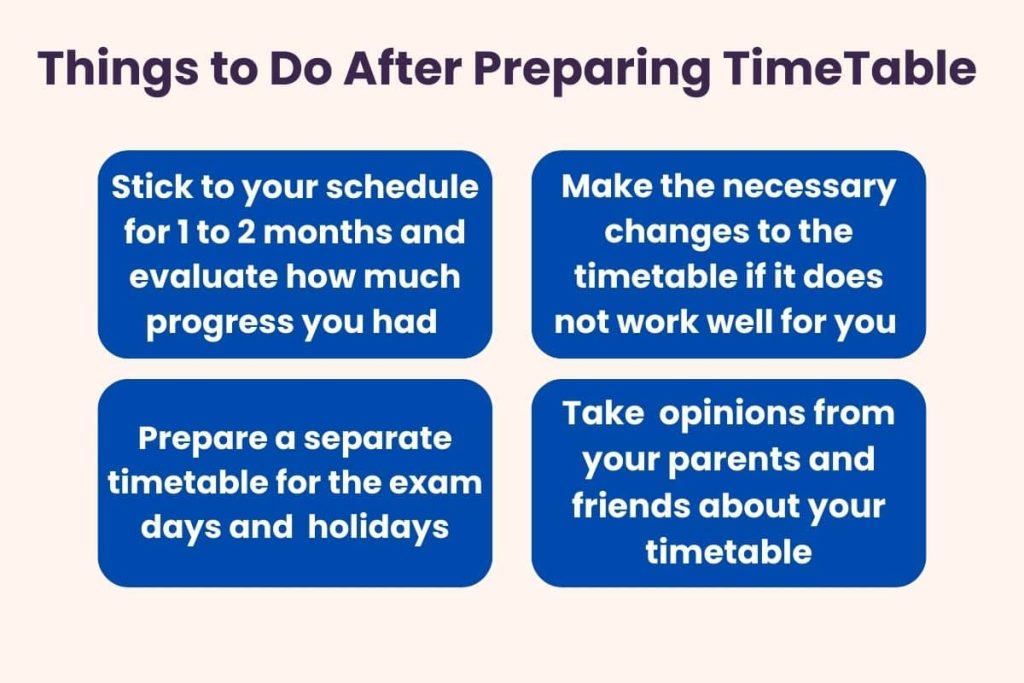 Things to Do After Preparing Timetable