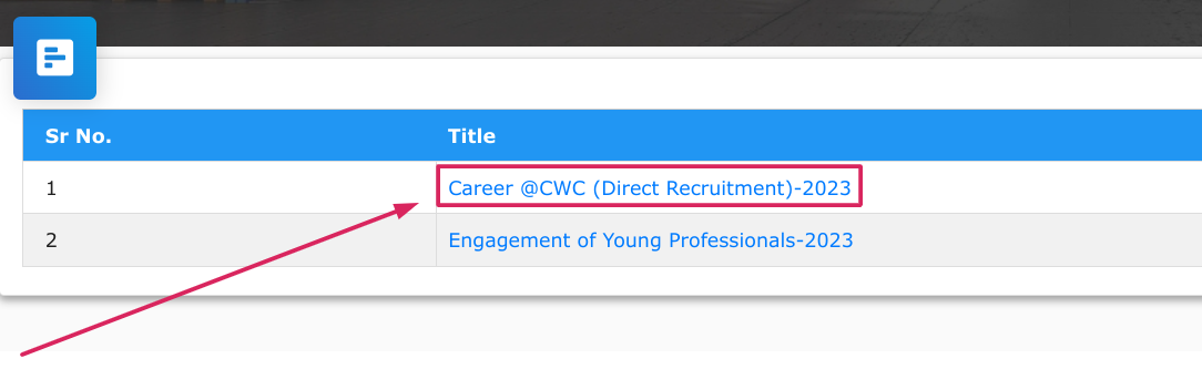 CWC Direct Recruitment