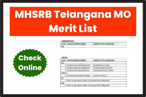 MHSRB Telangana MO Merit List