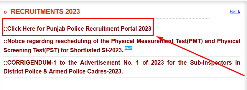 Punjab Police Recruitment Portal