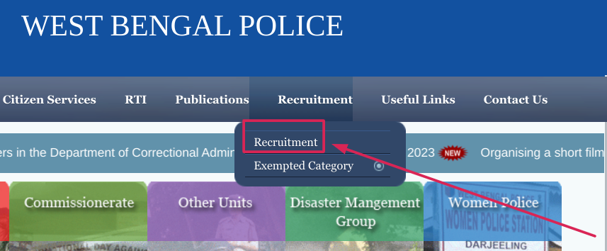 WB Police Recruitment Option