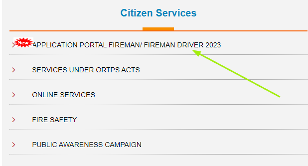 application portal link for fireman and fireman driver position