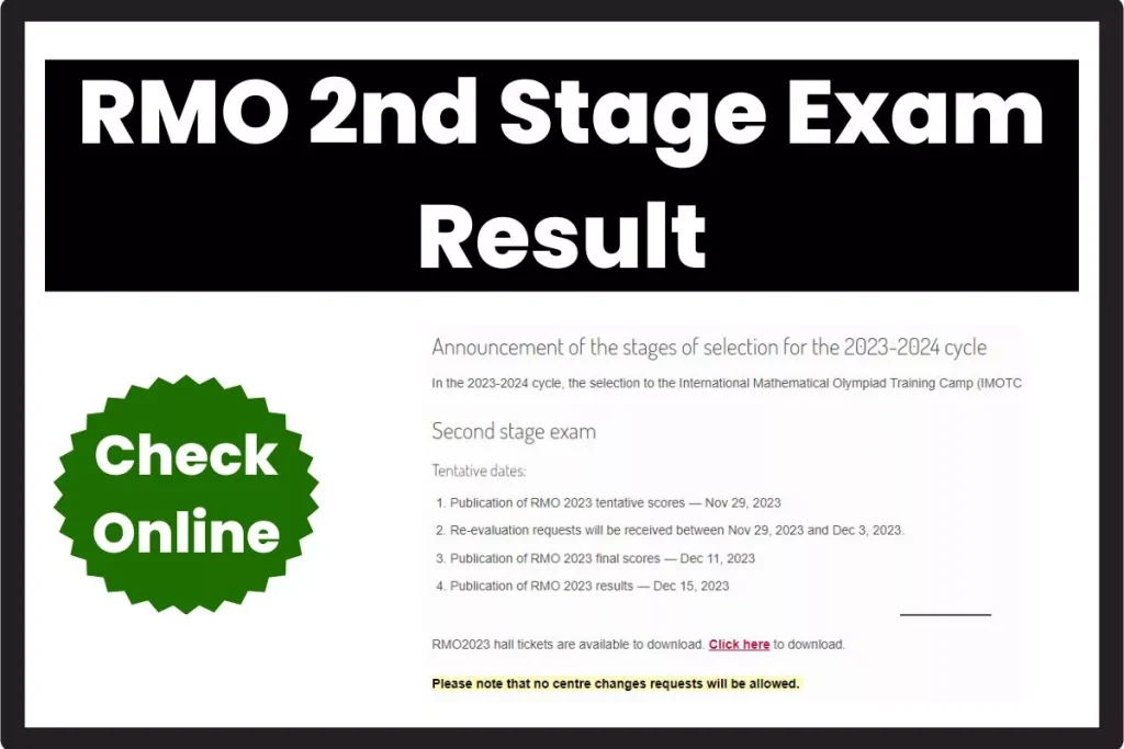 RMO 2nd Stage Exam Result
