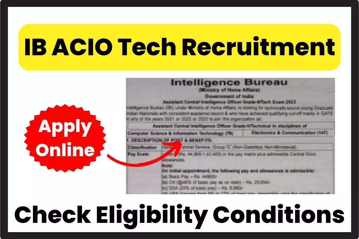 IB ACIO Tech Recruitment 2024 Notification Out for 226 Posts