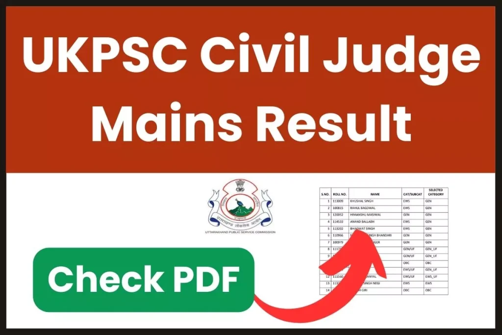 UKPSC Civil Judge Mains Result