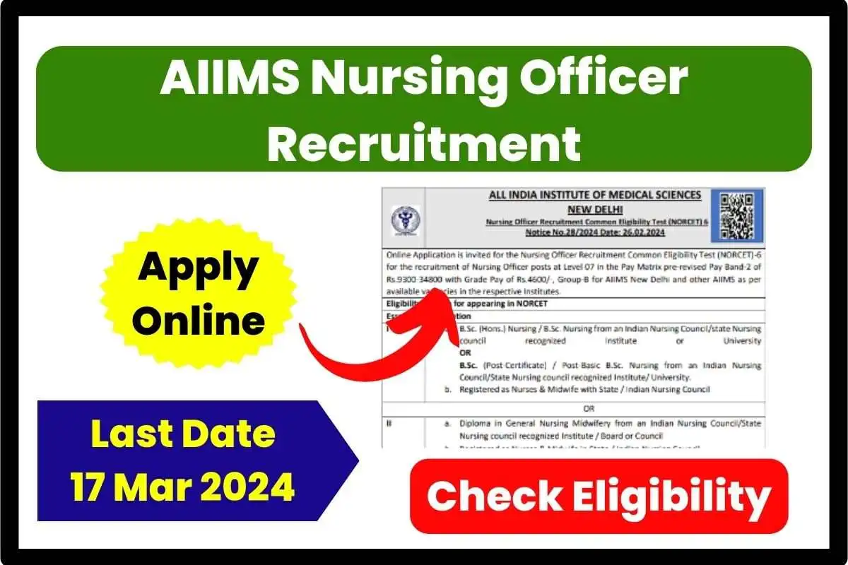 AIIMS Nursing Officer Recruitment 2024 Application Form Available