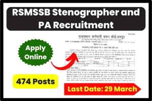 RSMSSB Stenographer and PA Recruitment